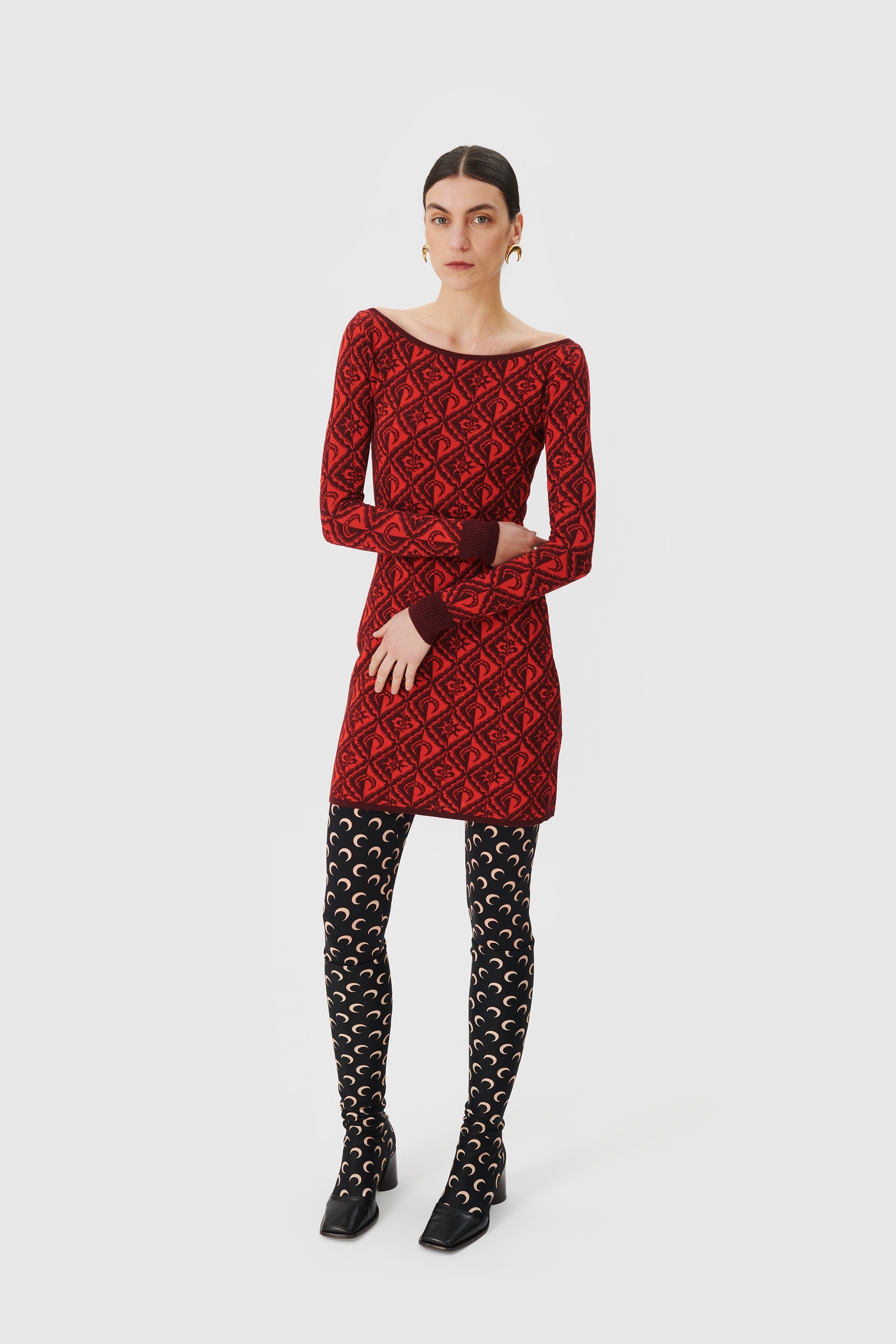 Moon Diamant Knit Jacquard Mini Dress - 2