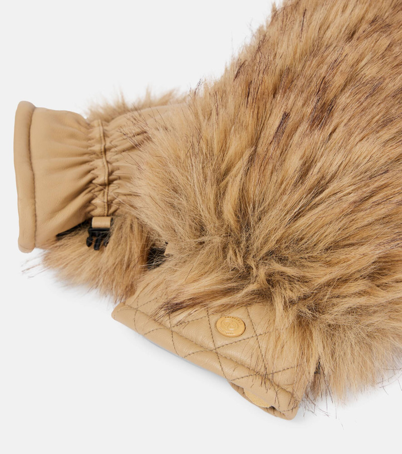 GOLDBERGH Hill faux fur-trimmed leather ski mittens outlook