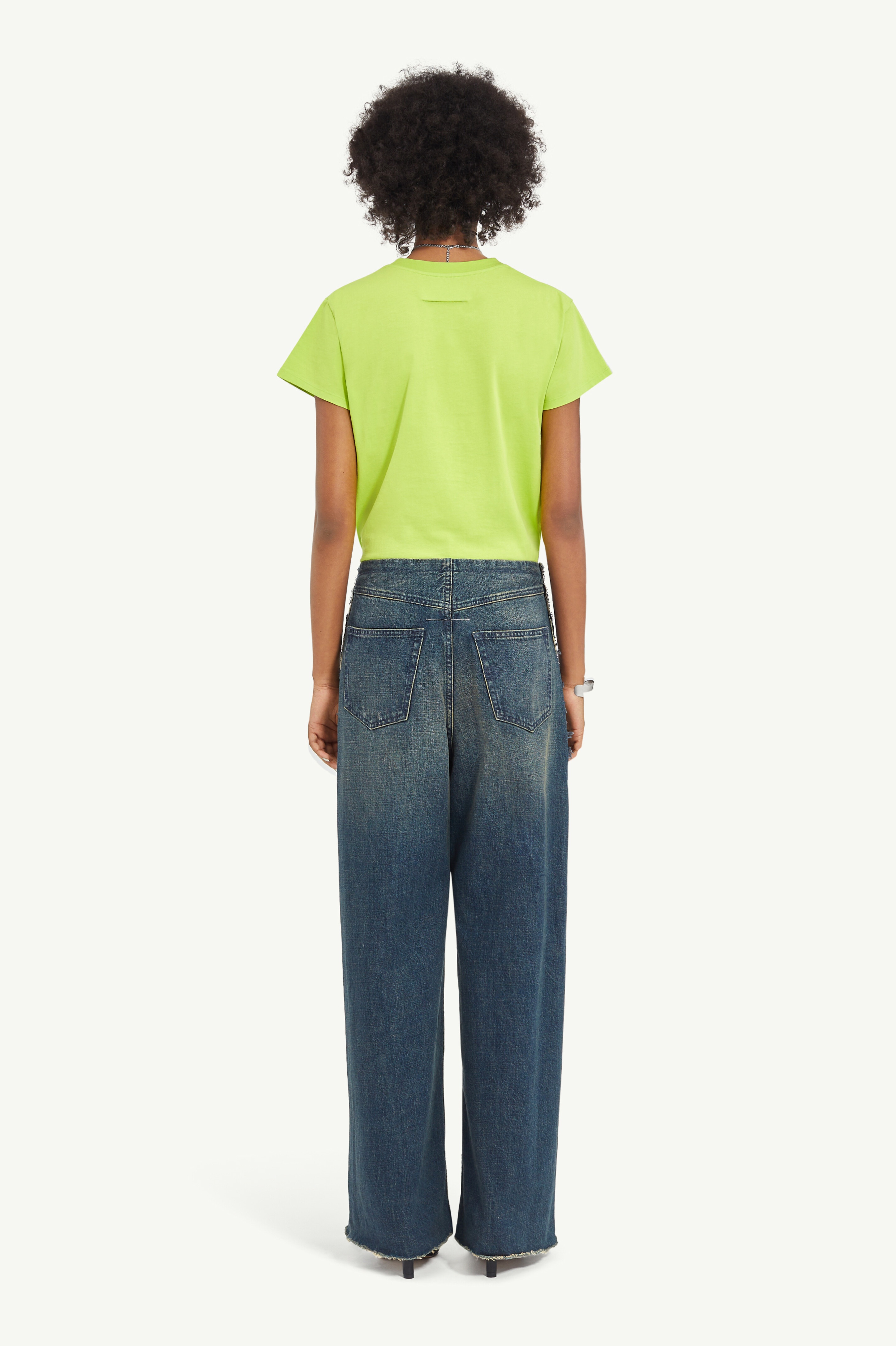 Wide Leg Blue Denim 5 Pocket Trousers - 4