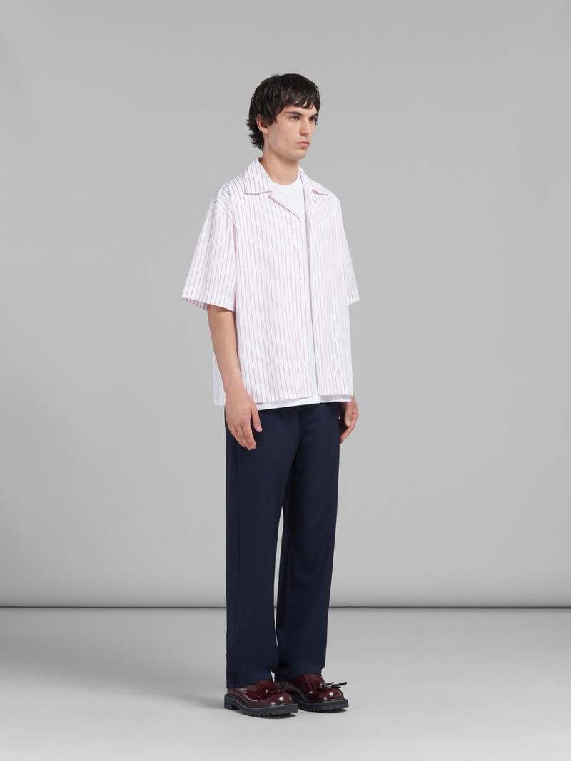 WHITE POPLIN BOWLING SHIRT WITH WAVY 3D STRIPES 5