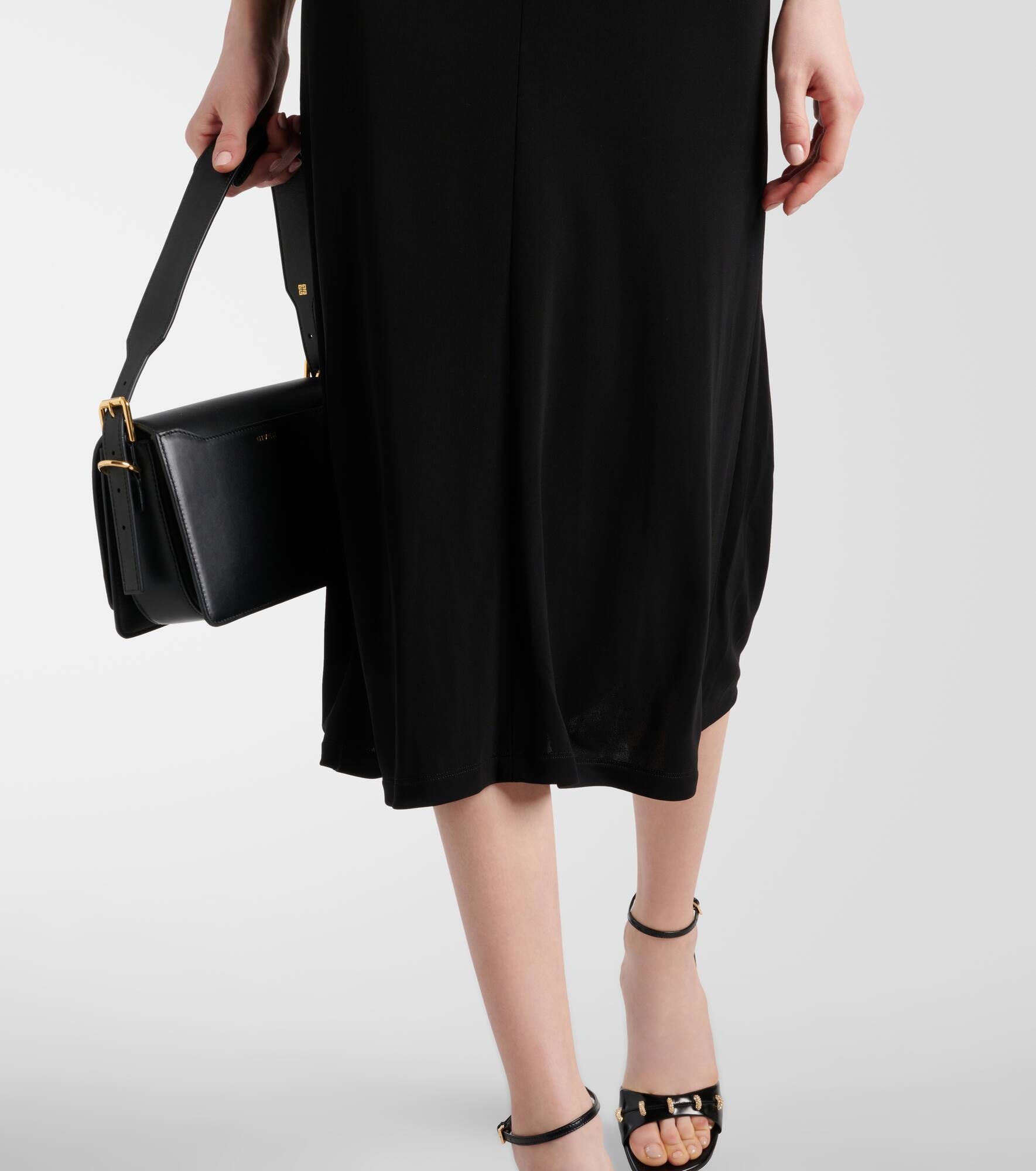 Lace-trimmed crêpe midi dress - 5