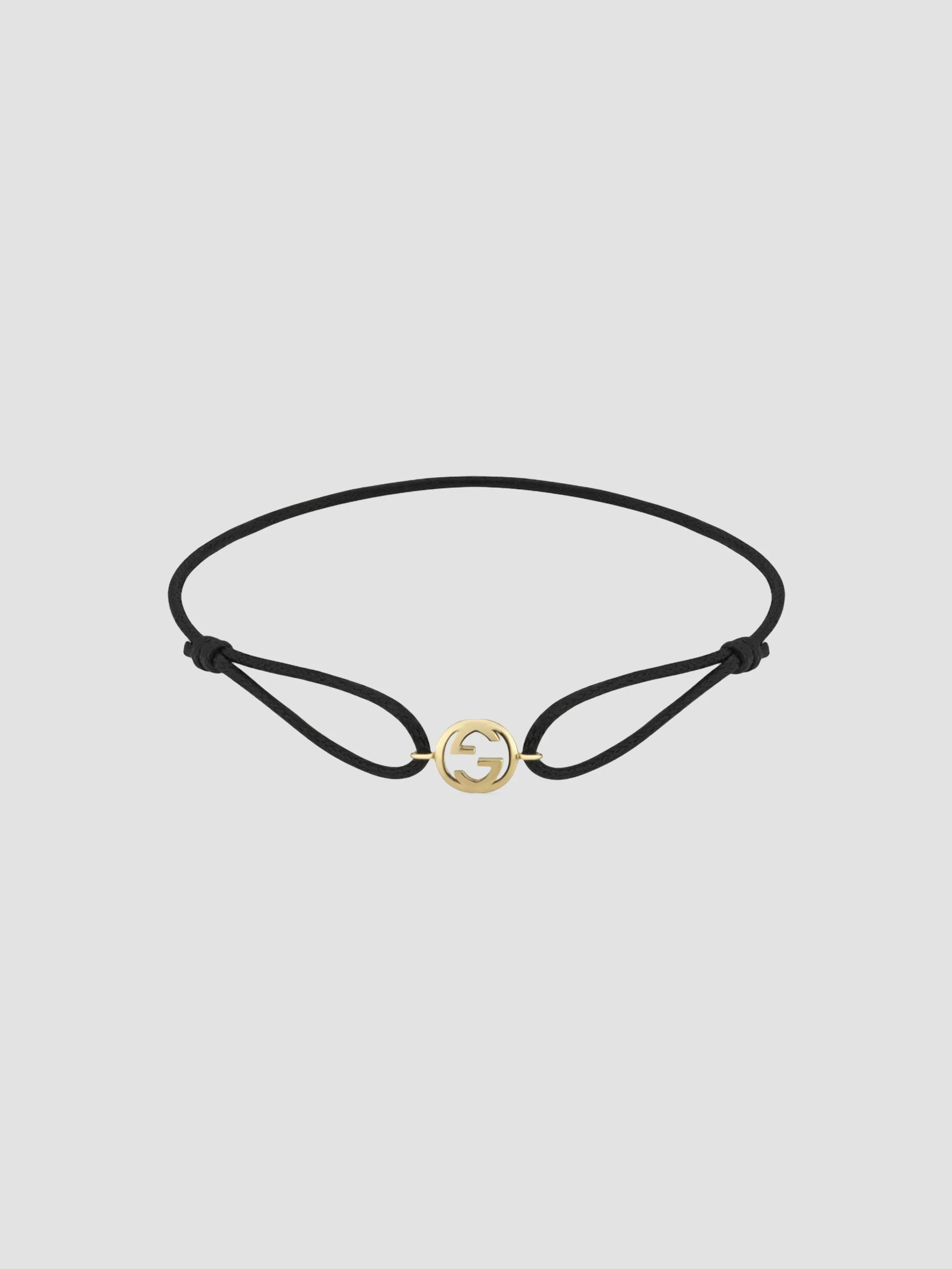 Women's Interlocking 18K Yellow Gold & Cotton Cord Bracelet - Yellow Gold Black - 1