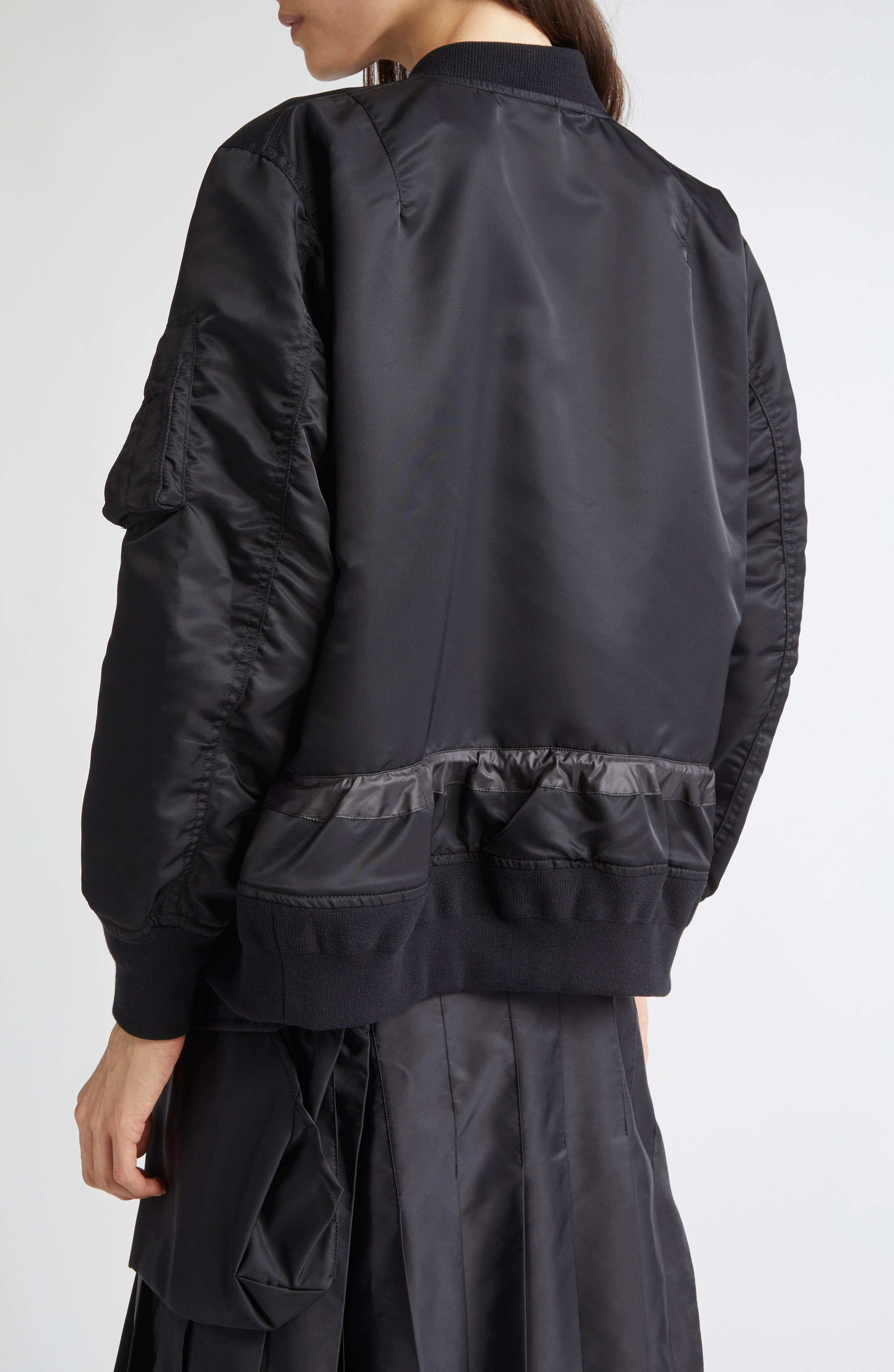 Sacai Blouson Nylon Twill Bomber Jacket in Black at Nordstrom - 3
