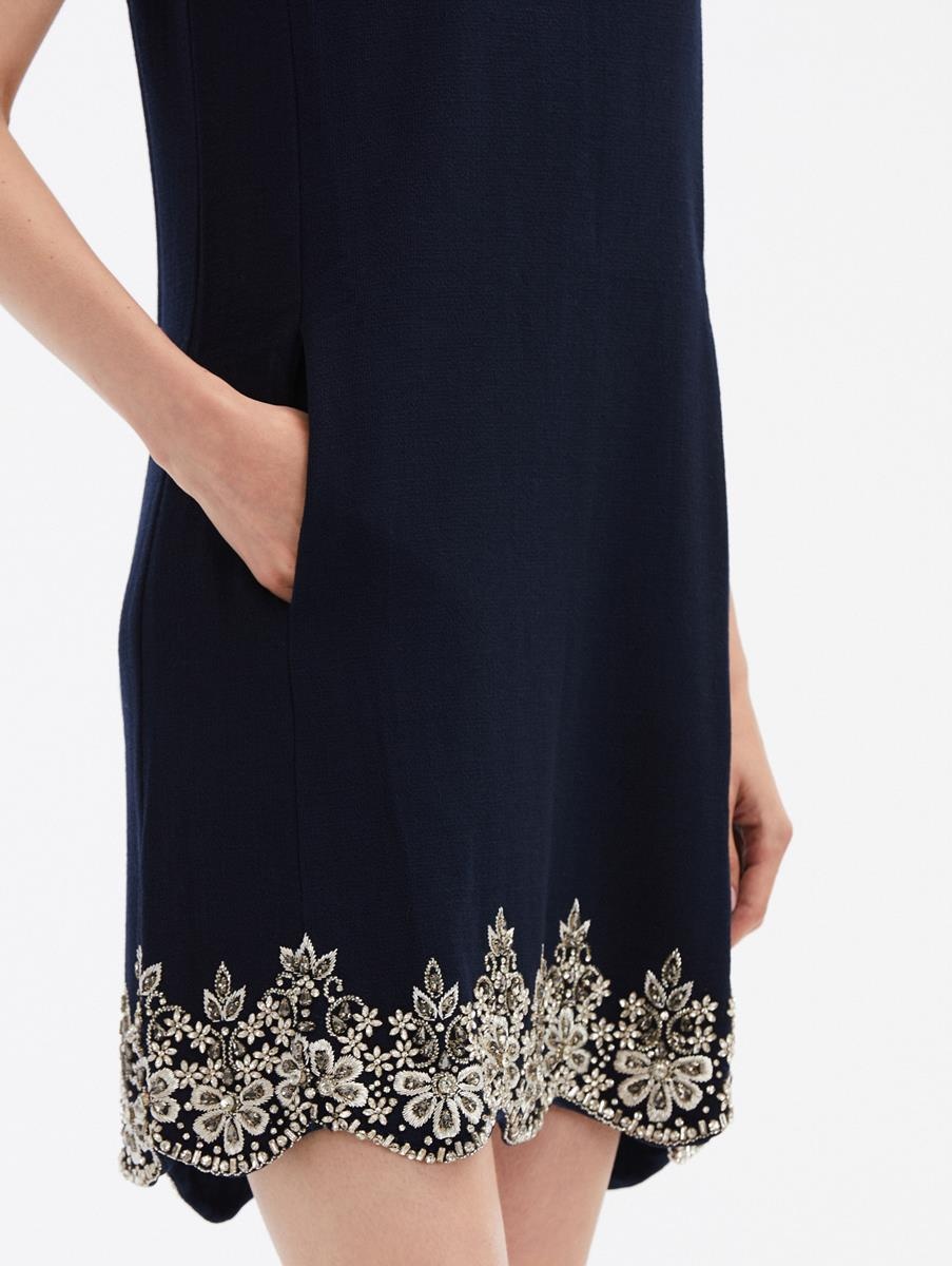 SLEEVELESS CRYSTAL SCALLOP SHIFT DRESS - 4