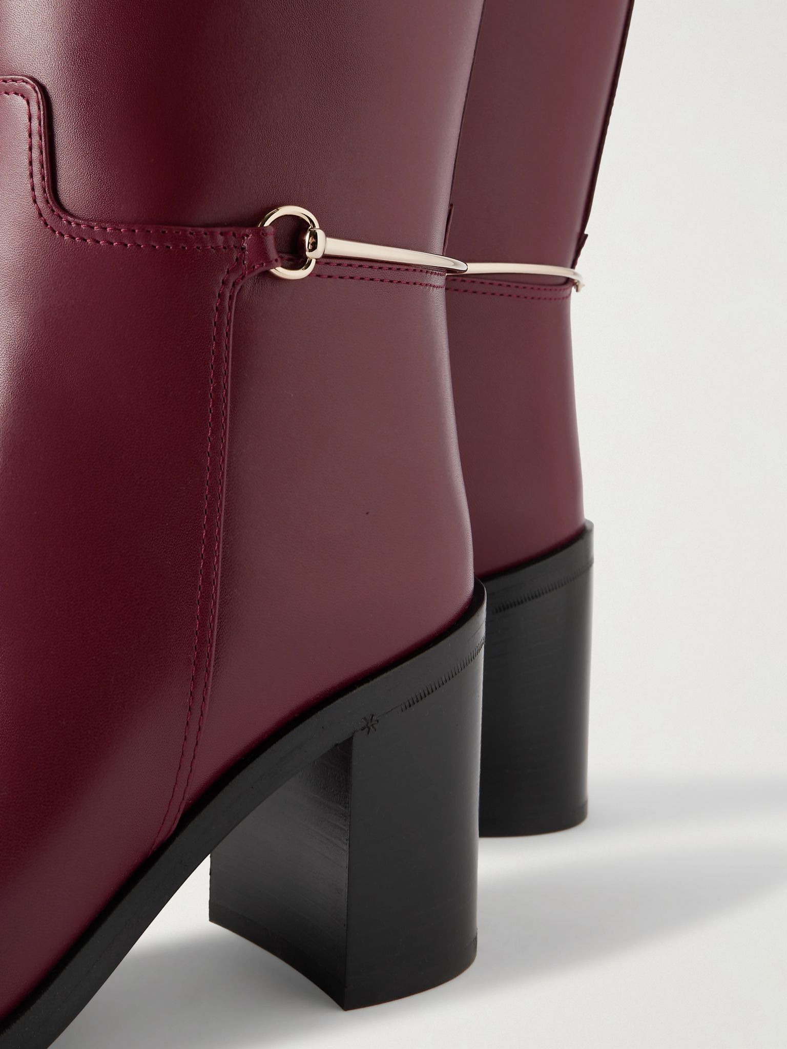 Charlotte leather knee boots Burgundy - 4