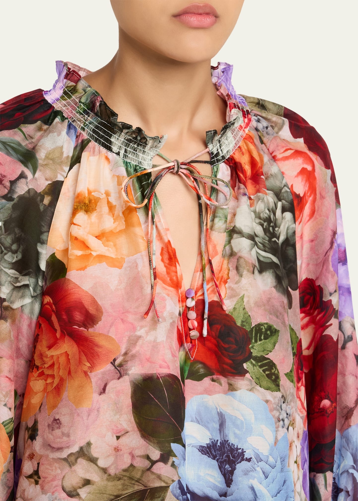 Norah Tie-Neck Peasant Blouse - 5