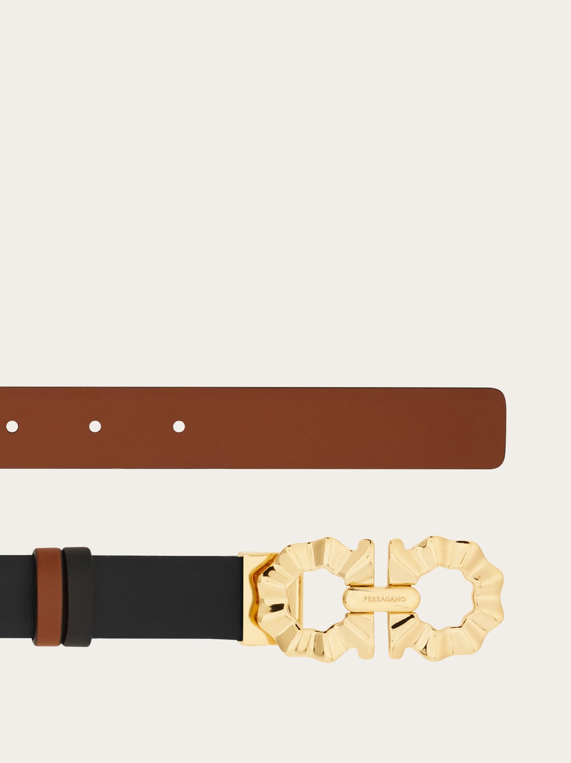 Reversible and adjustable belt with shaped Gancini - 2