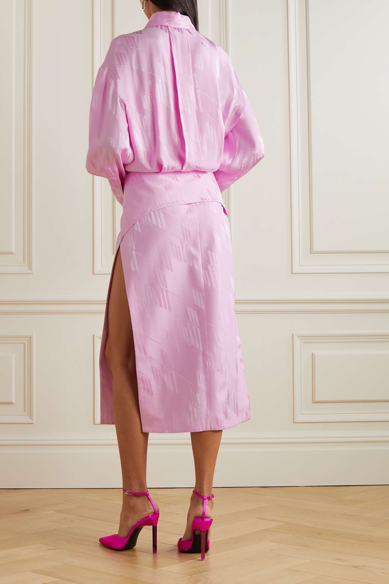 Charla satin-jacquard midi dress - 4