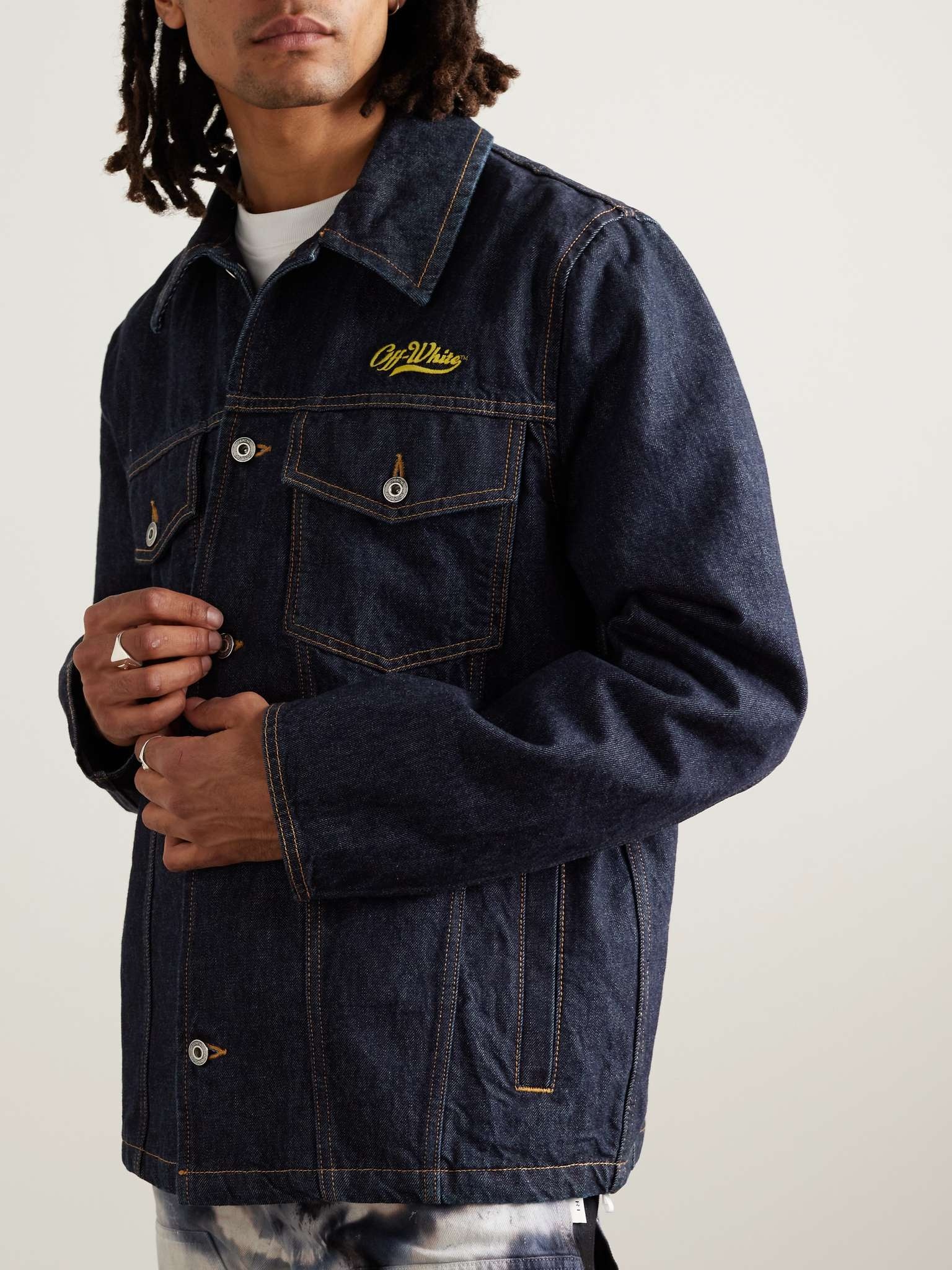 Wave Embroidered Denim Jacket - 3