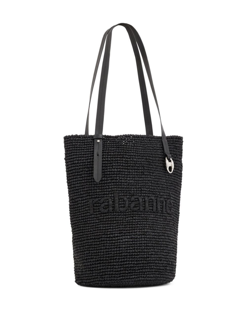 logo-embroidered raffia tote bag - 4