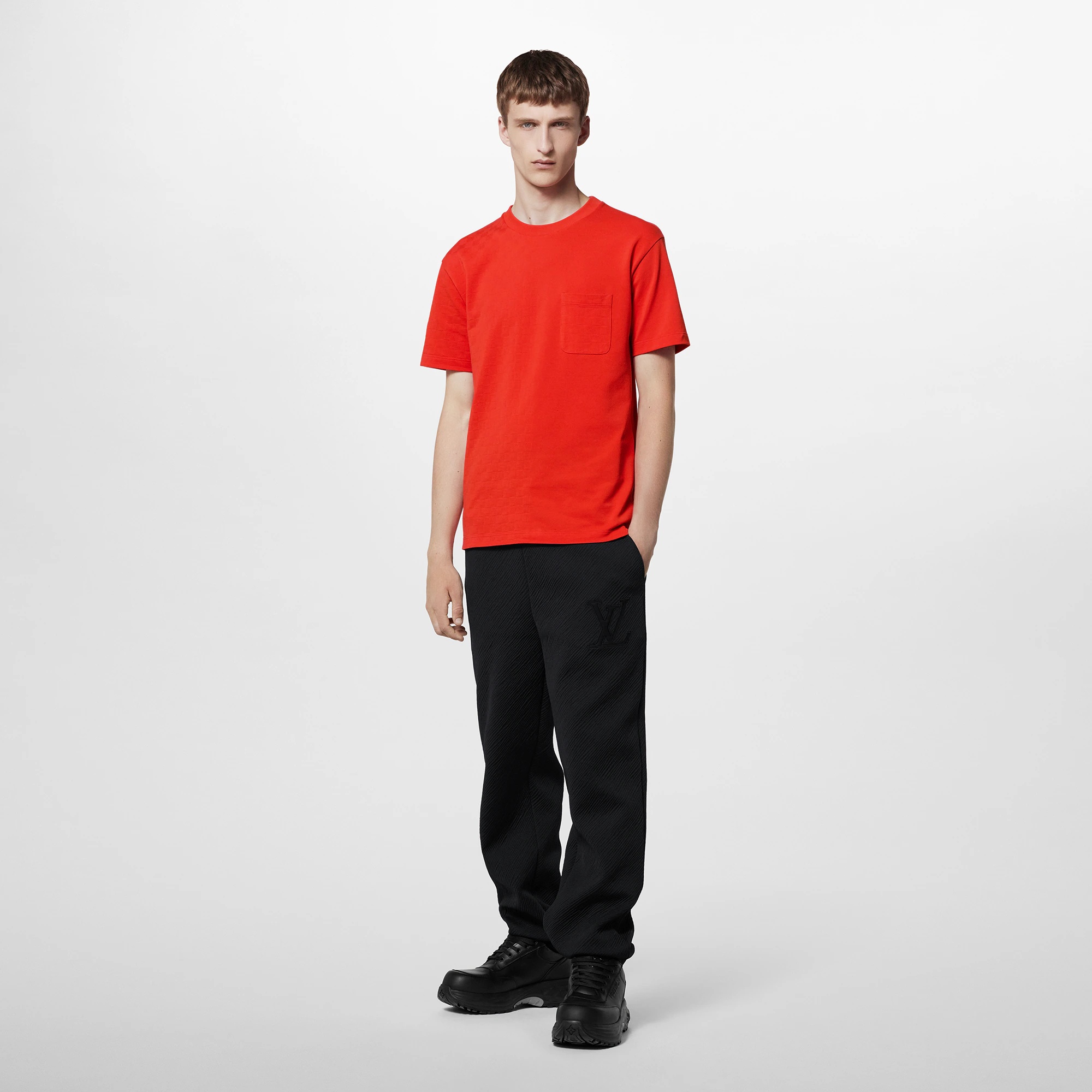 Cotton Half Damier Pocket T-Shirt - 4