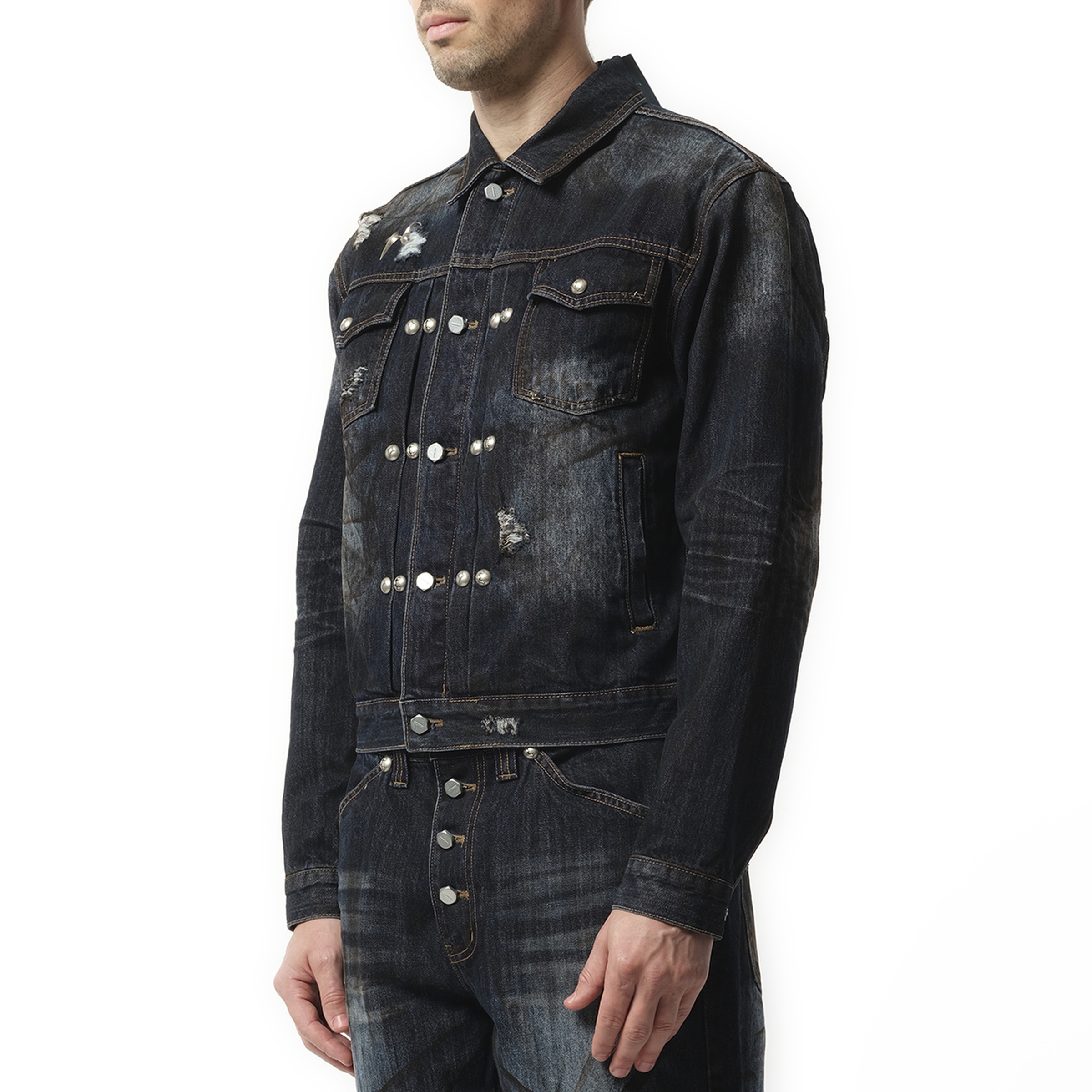 Burn Down Denim Jacket in Blue - 5