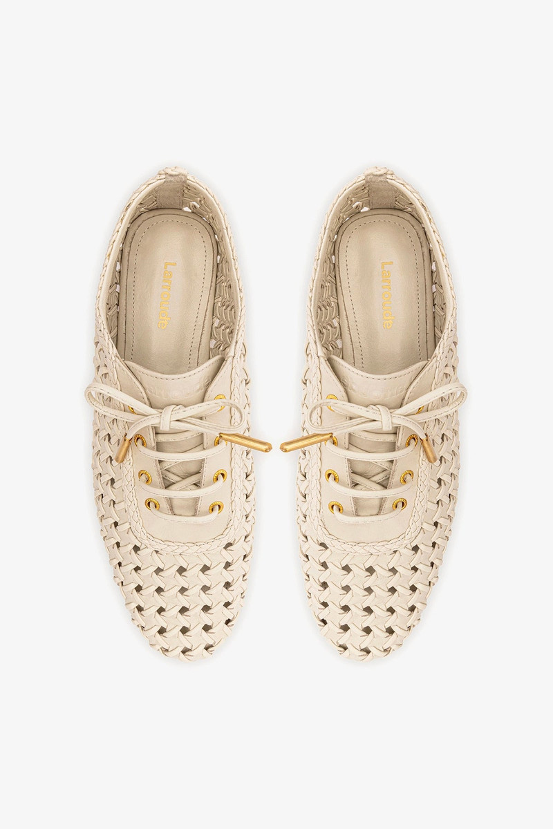 Liza Macrame Sneaker In Ivory Leather 6