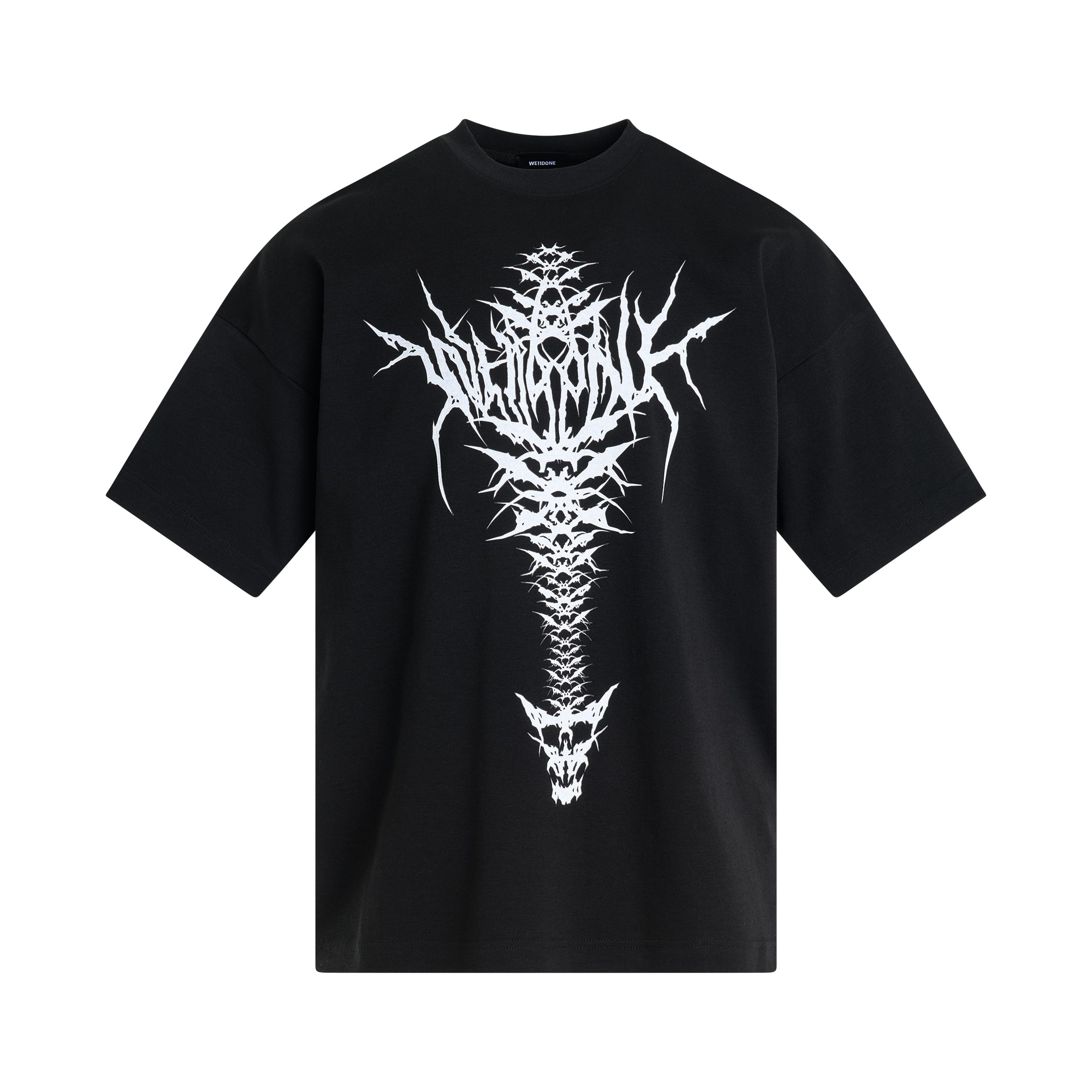 Spine Skull Print T-Shirt in Black - 1