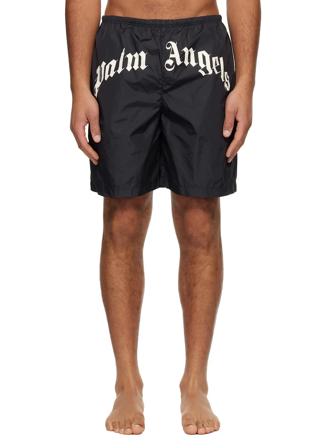 Black Curved Logo Swim Shorts - 1