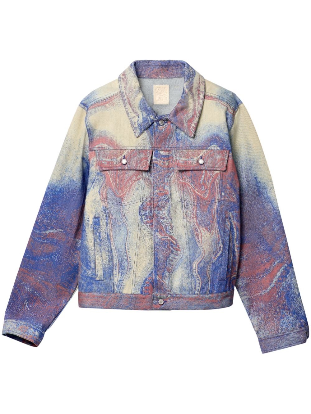 swirl-print denim jacket - 1