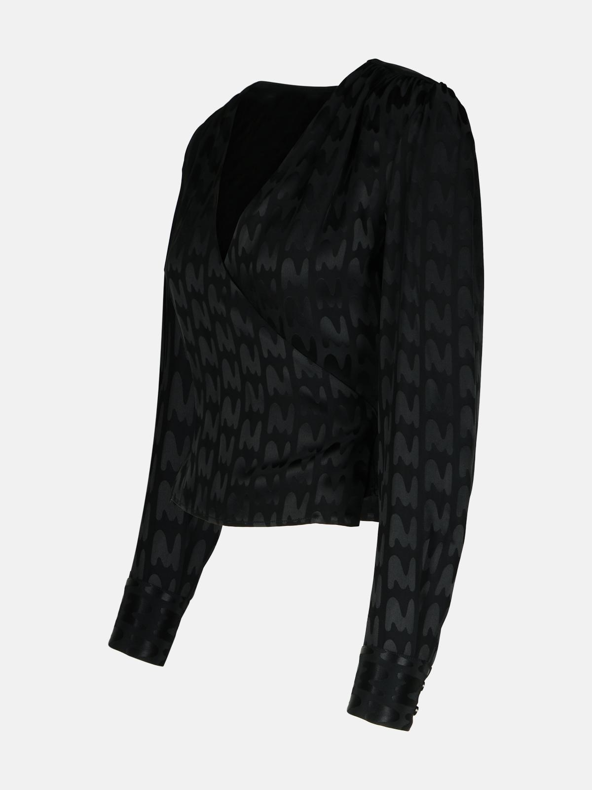 BLACK VISCOSE BLEND BLOUSE - 2