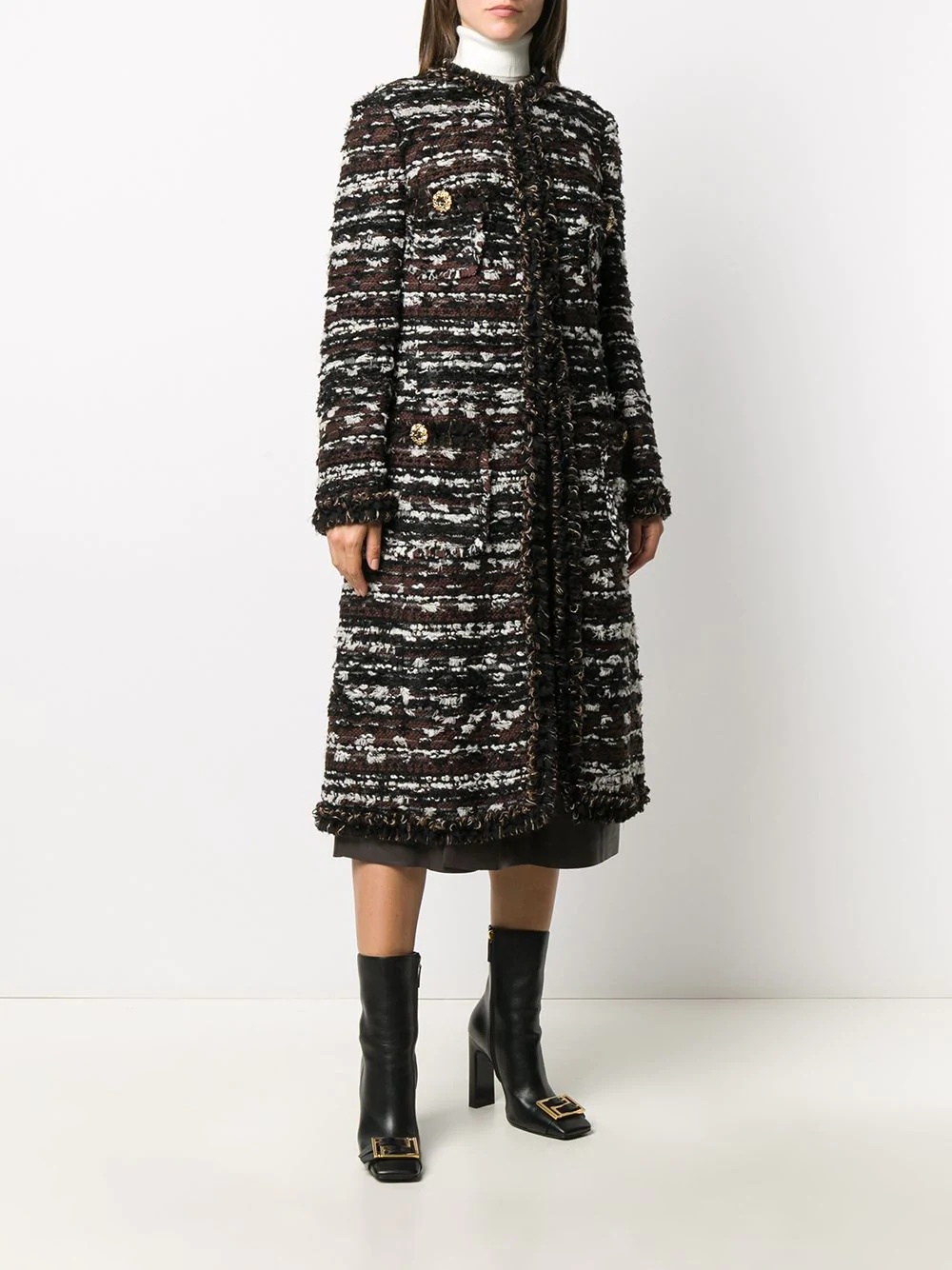 mid-length tweed coat - 3