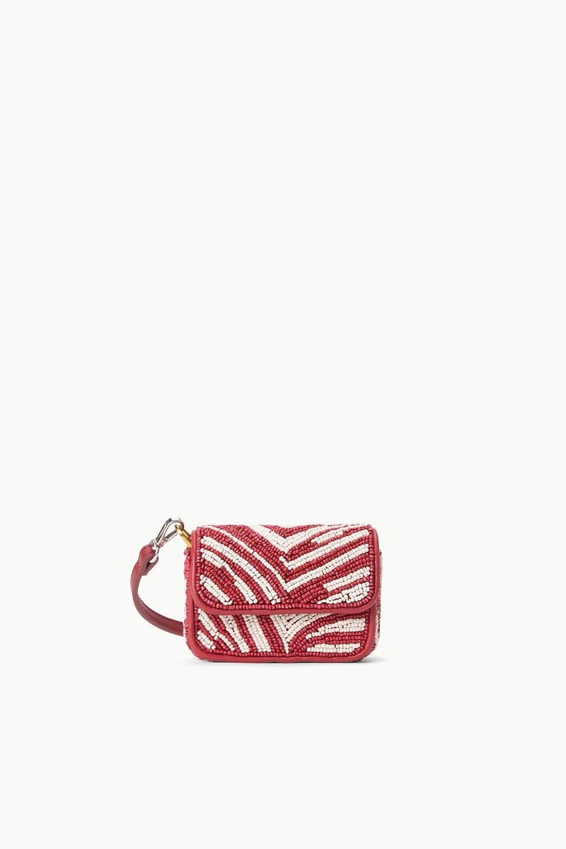 STAUD TOMMY TINY BEADED BAG SCARLET WHITE 1