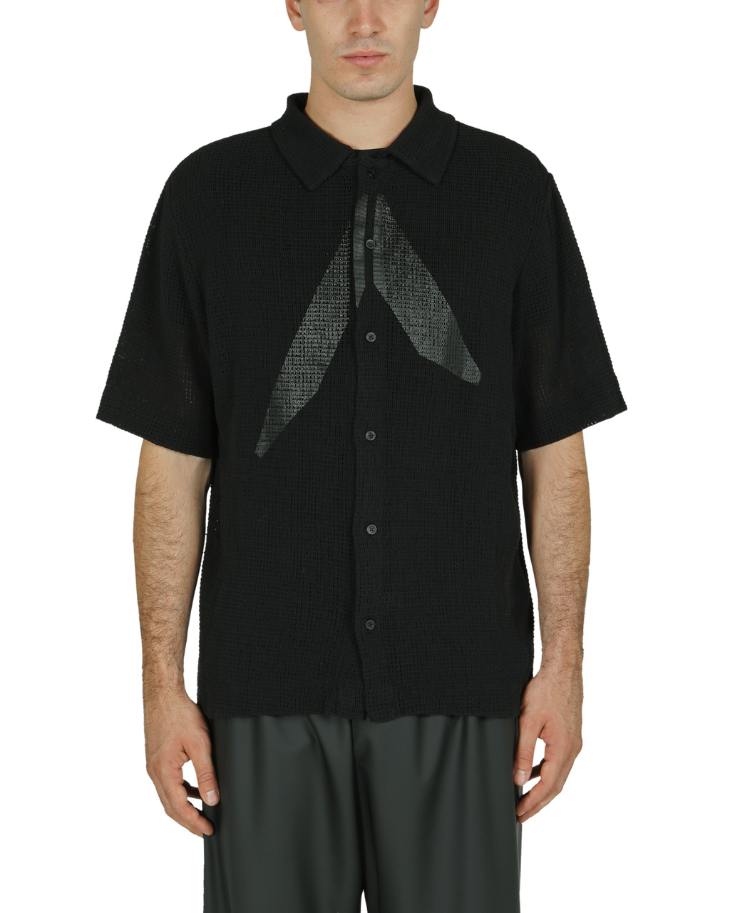 BUTTON UP LOGO MESH S/S SHIRT - 2