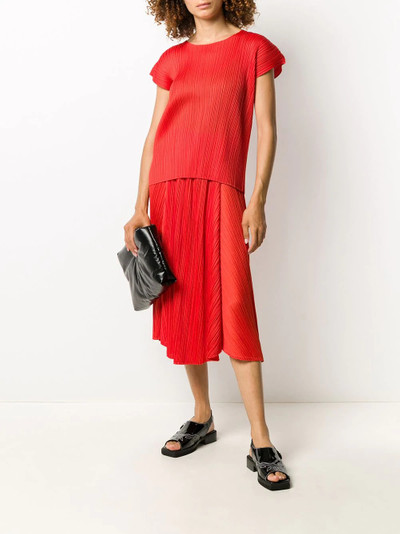 Pleats Please Issey Miyake cap sleeve pleated T-shirt outlook