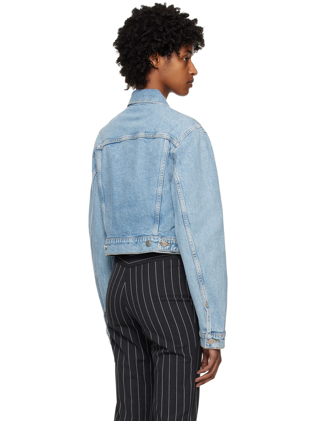 Blue Cropped Denim Jacket - 3