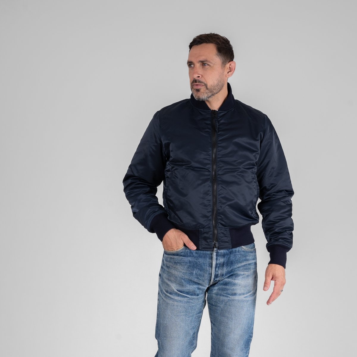 IHM-43-NAV Nylon Type L-2B Flight Jacket - Navy Blue - 2