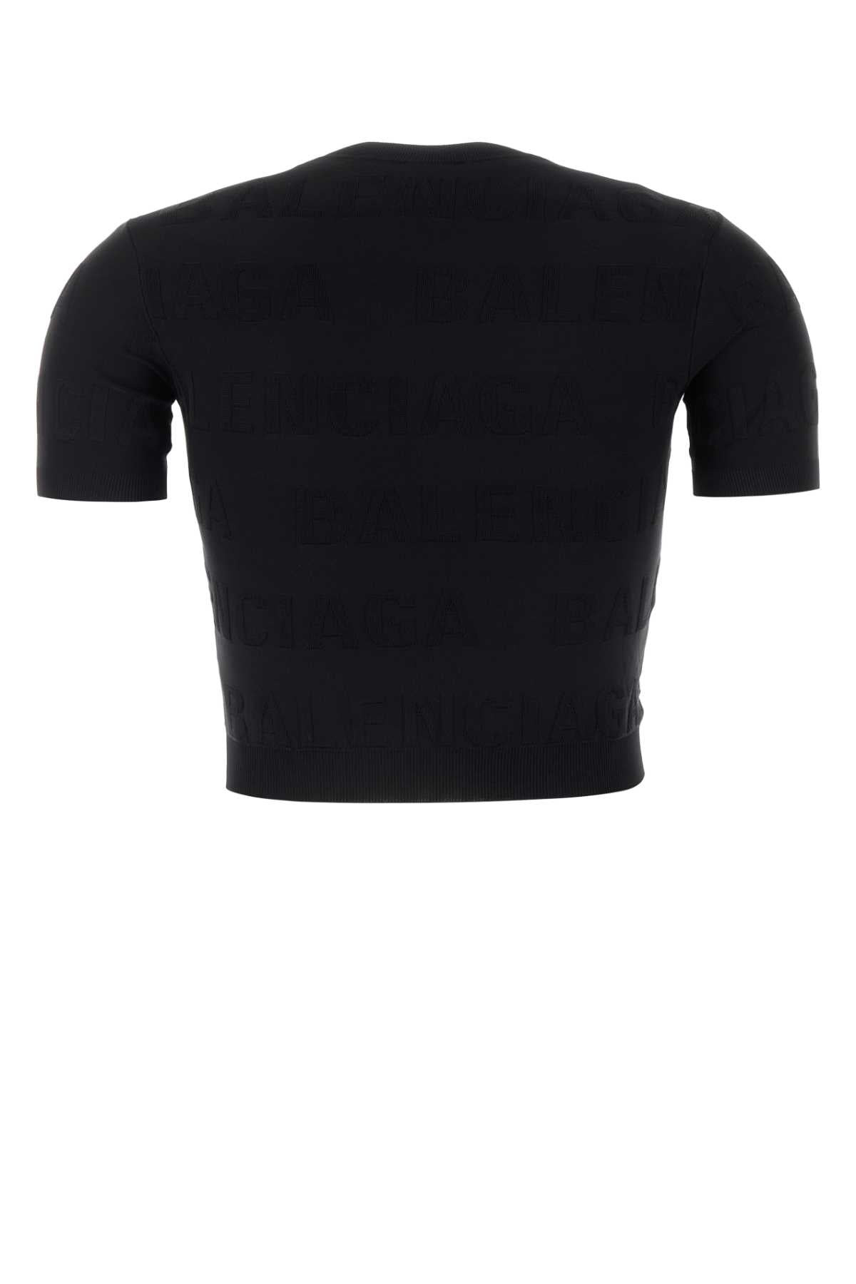Balenciaga Women Black Stretch Viscose Blend T-Shirt - 2