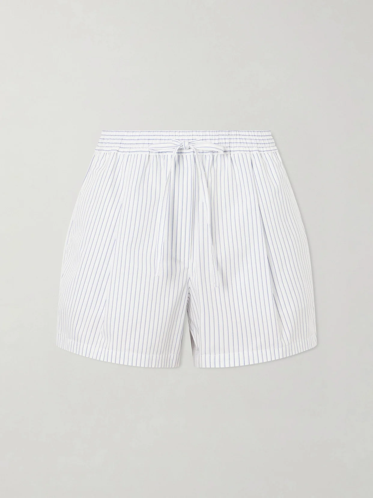 Striped Cotton And Silk-blend Drawstring Shorts - 1