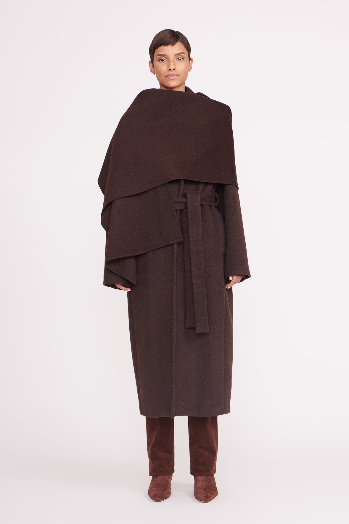 STAUD CARVER COAT DARK CHOCOLATE - 5