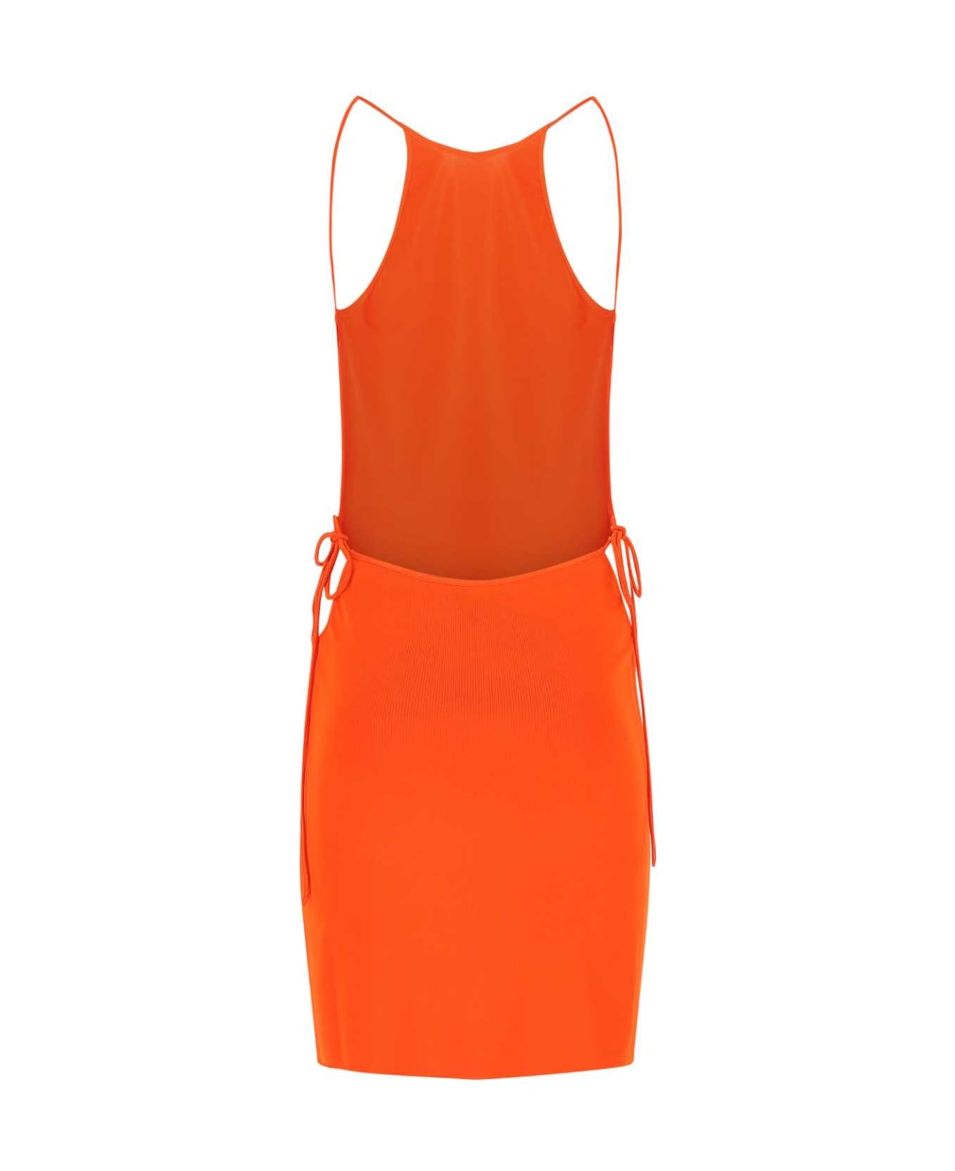 Orange Stretch Viscose Blend Dress - 2