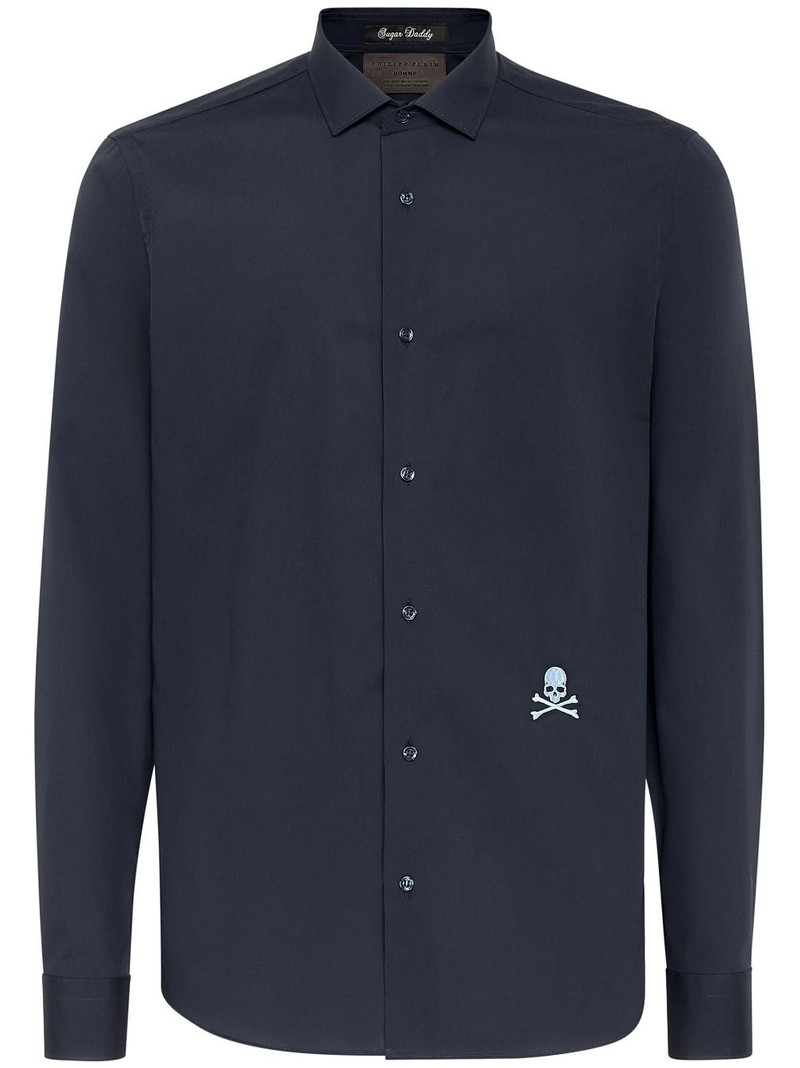 logo-embroidered cotton shirt 1