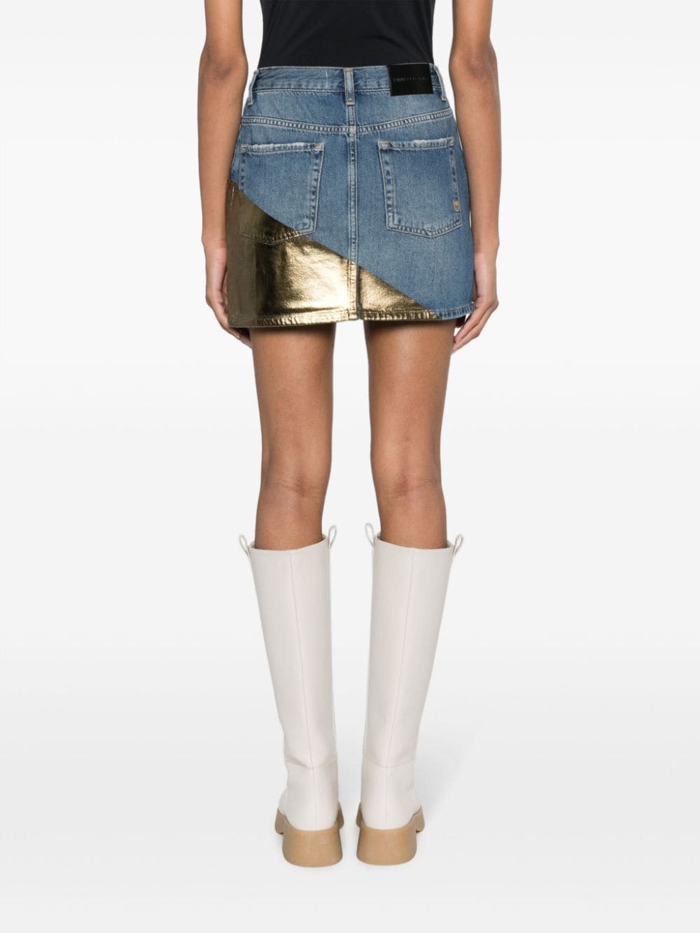Golden denim mini skirt - 4