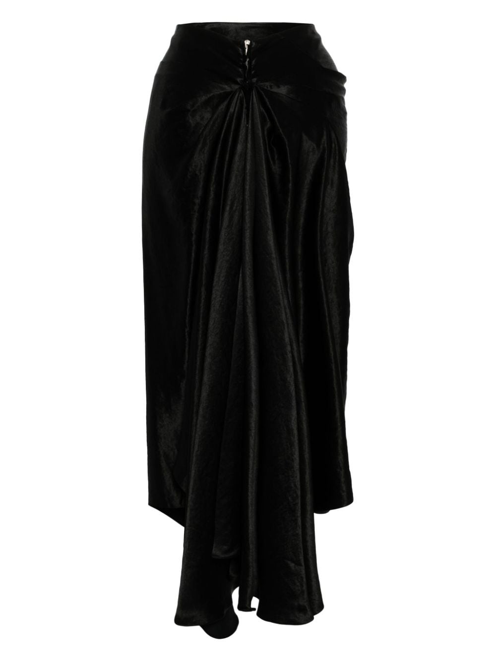 high-waisted satin midi skirt - 2