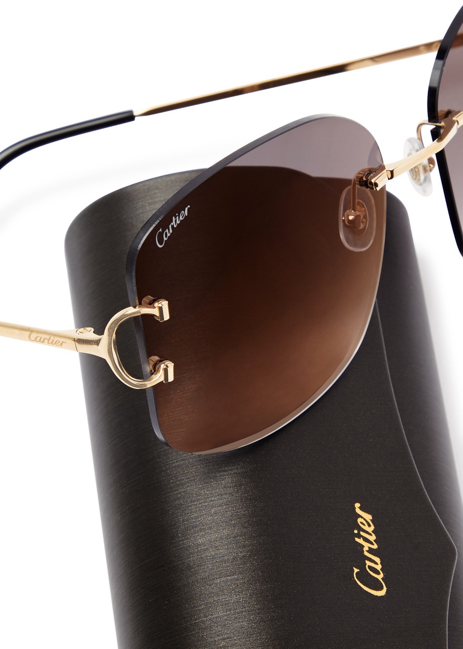 Cartier Signature C De Cartier Rimless Oversized Sunglasses - 4