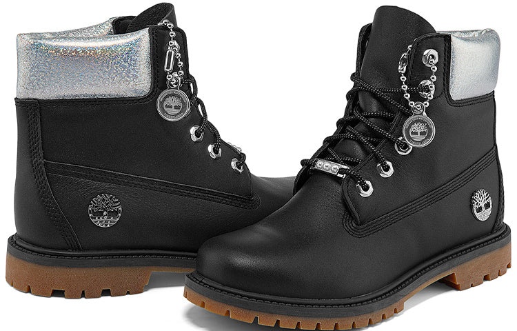 (WMNS) Timberland Heritage 6 Inch Waterproof Boots 'Black Full Grain with Silver Collar' A2M8GW - 5