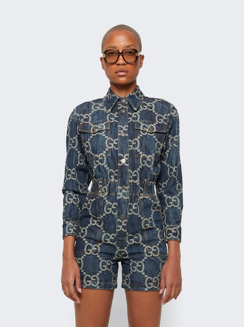 GG Denim Jumpsuit Blue and Ivory 3