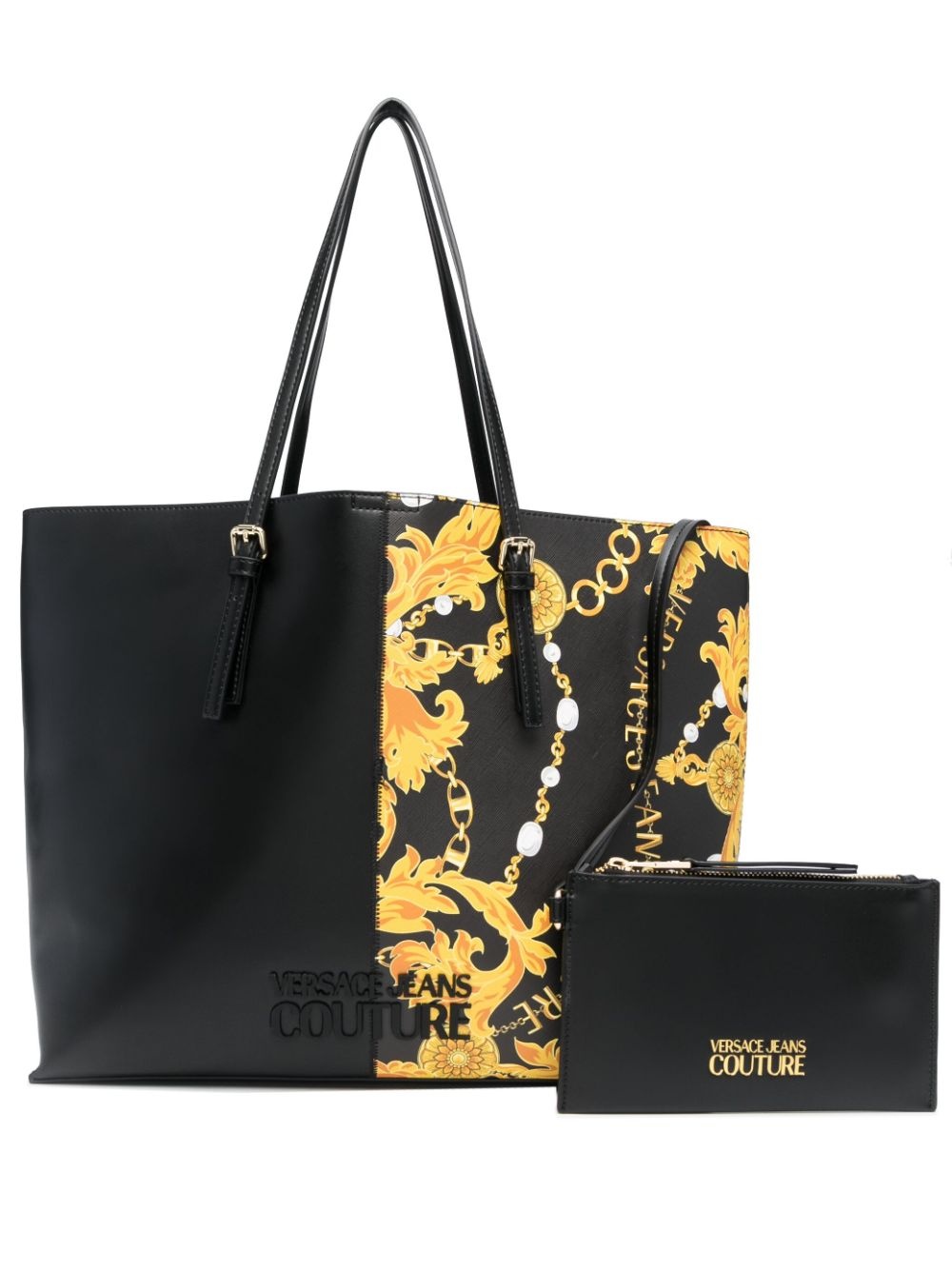 Baroque-pattern faux-leather tote bag - 1