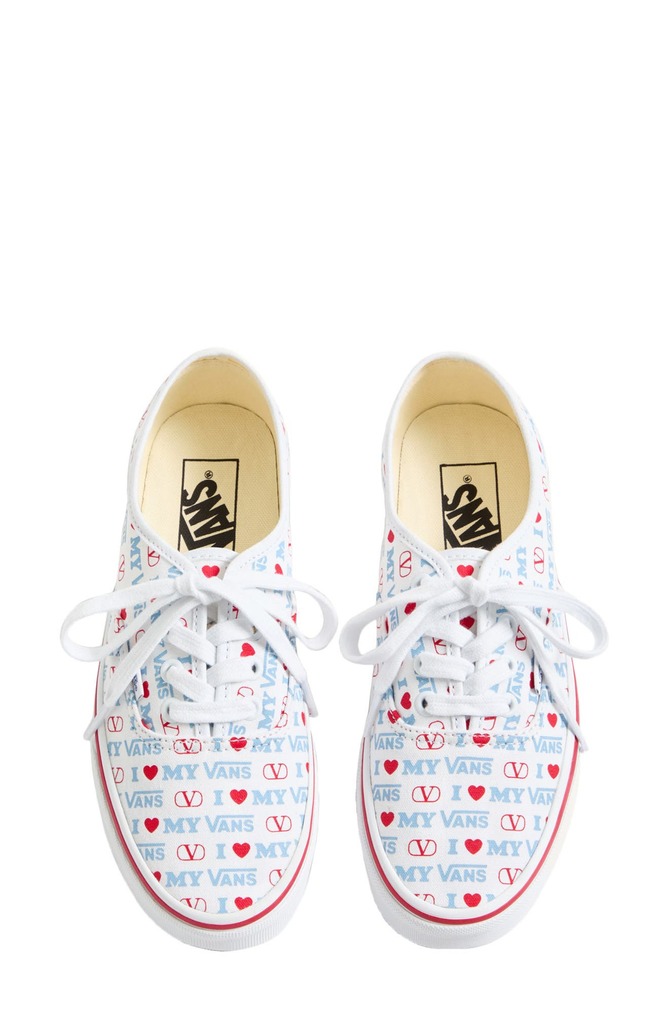 Valentino x Vans Authentic Low Top Sneaker in Bianco/Rouge/Atlantique at Nordstrom - 4