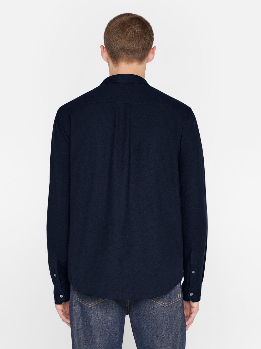 Brushed Cotton Shirt in Midnight Blue - 8