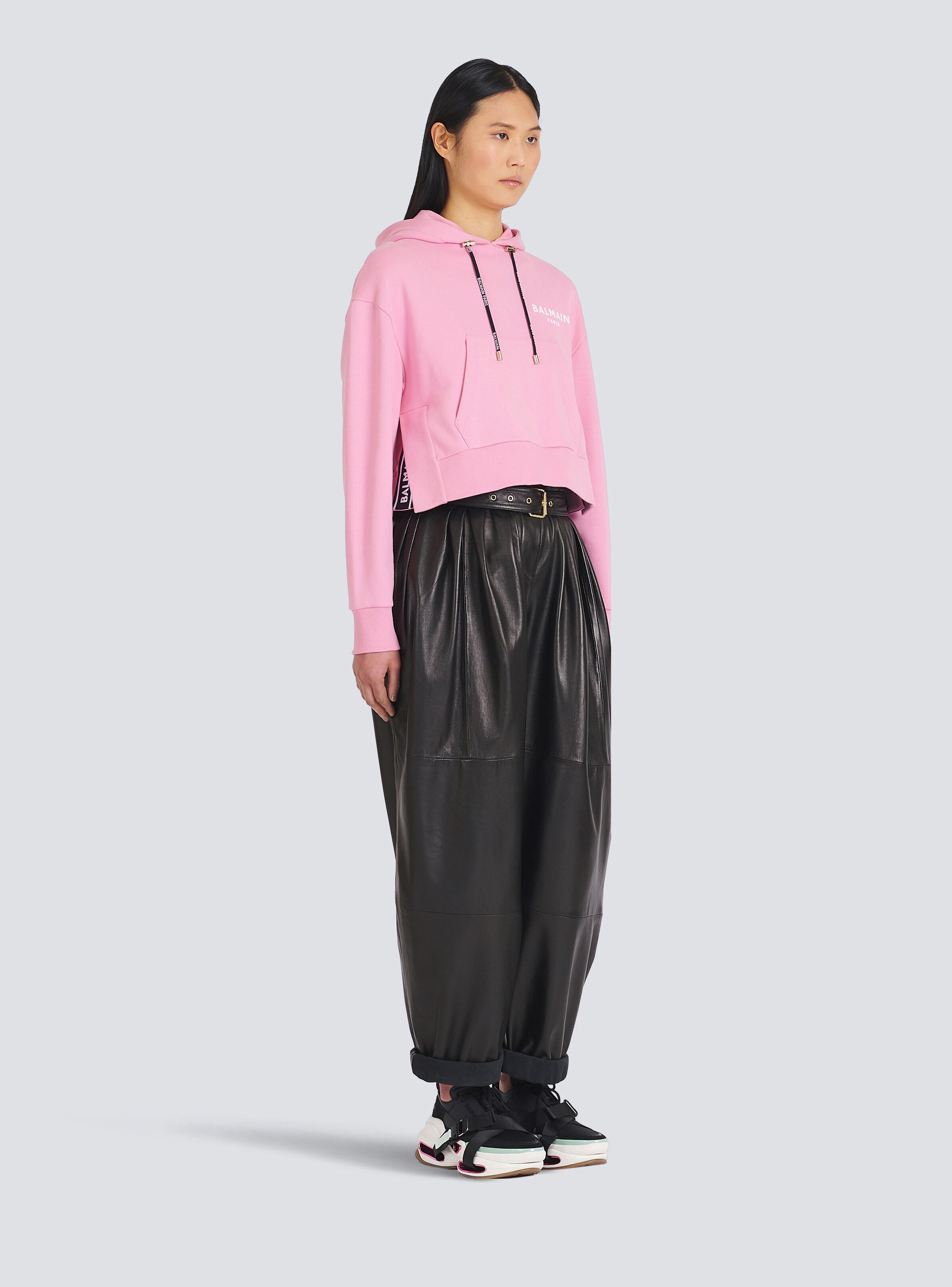 Eco-designed cotton sweatshirt with flocked Balmain logo - 5