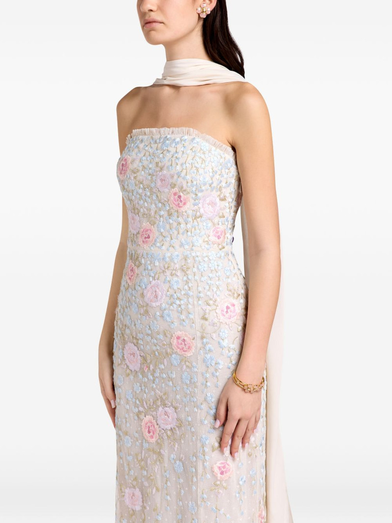 floral-embellished strapless midi dress 4