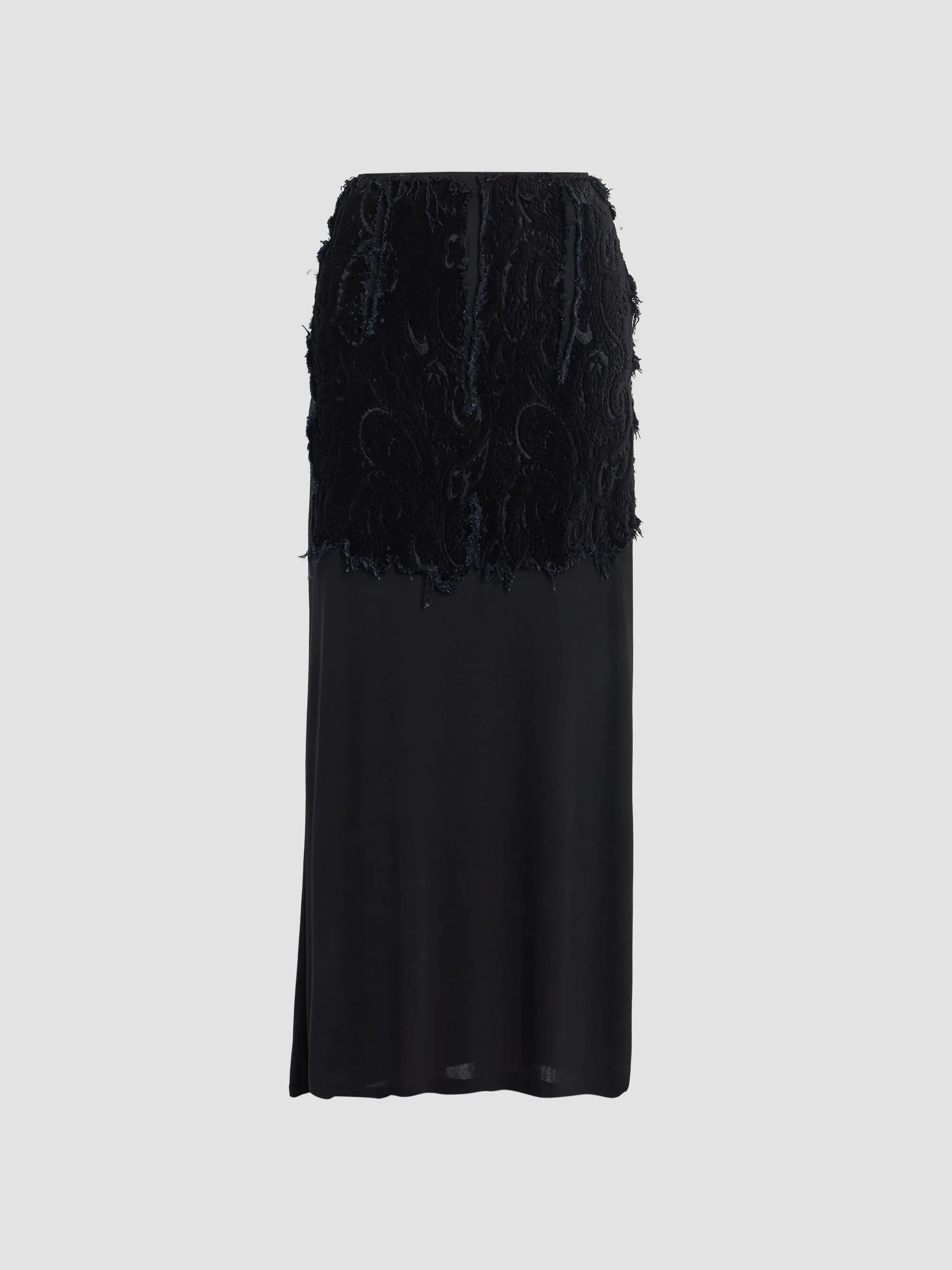 Women's Textured Paisley Maxi Skirt - Black - 1
