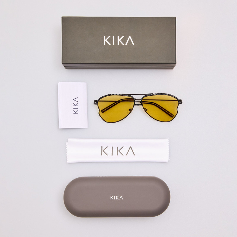 Kika Aviator Sunglasses in Yellow and Matt Black 6