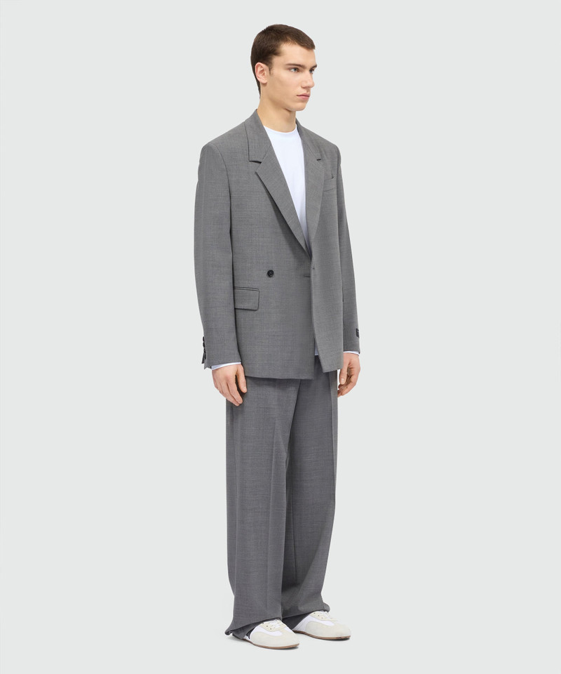 Grey melange wide-leg wool trousers with pressed crease 4