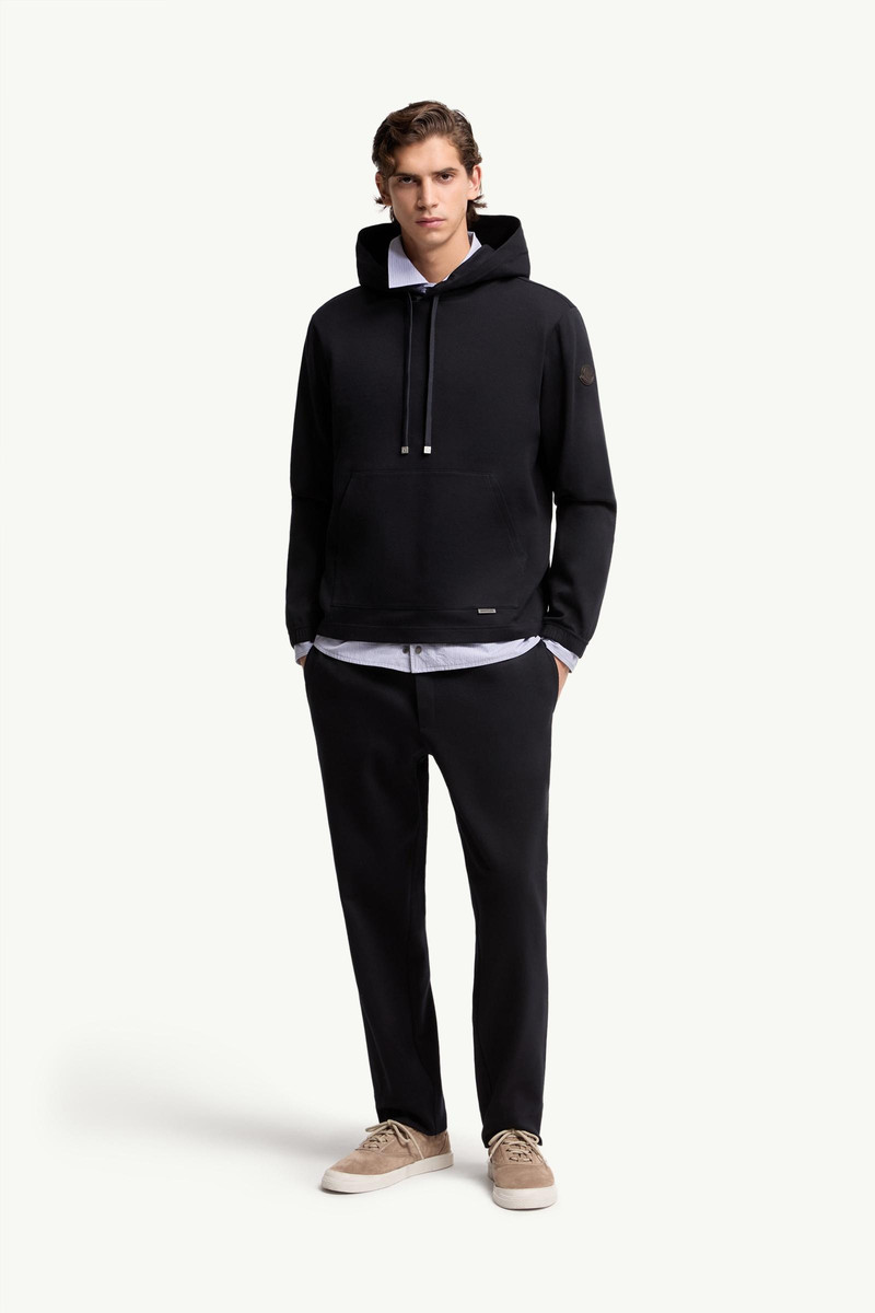 Moncler Leather Logo Cotton Blend Hoodie outlook