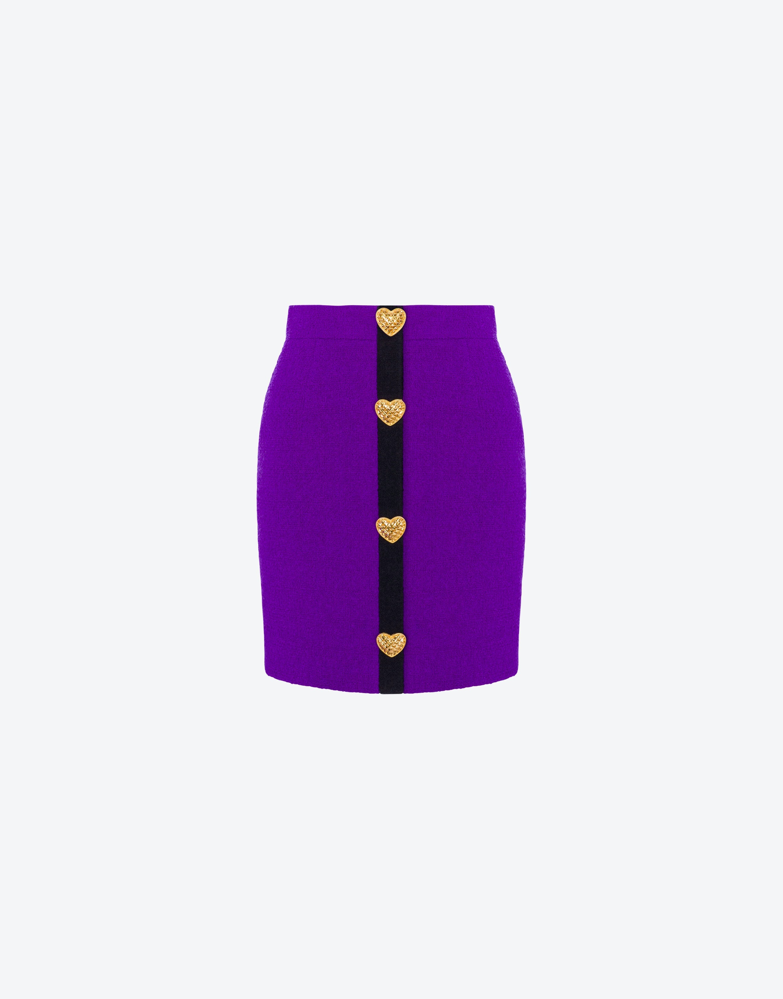 HEART BUTTONS BOUCLÉ MINISKIRT - 1