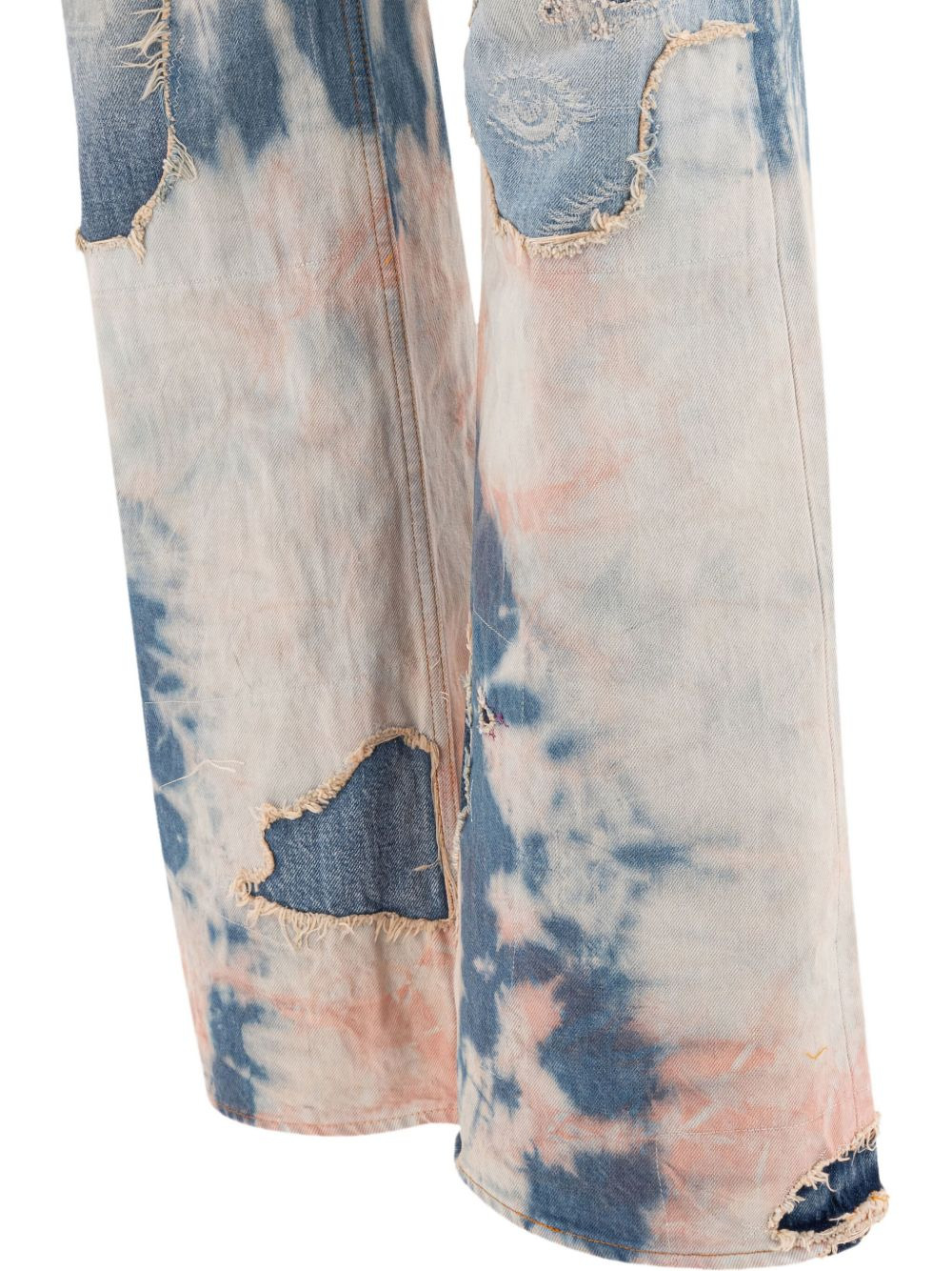 tie-dye embroidered-eye jeans - 4
