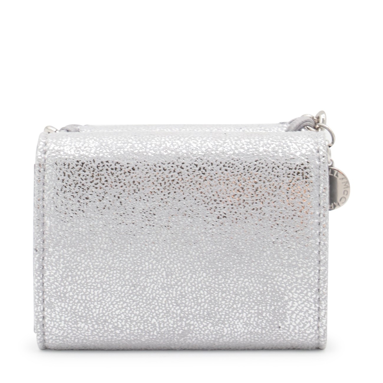 silver faux leather falabella wallet - 3
