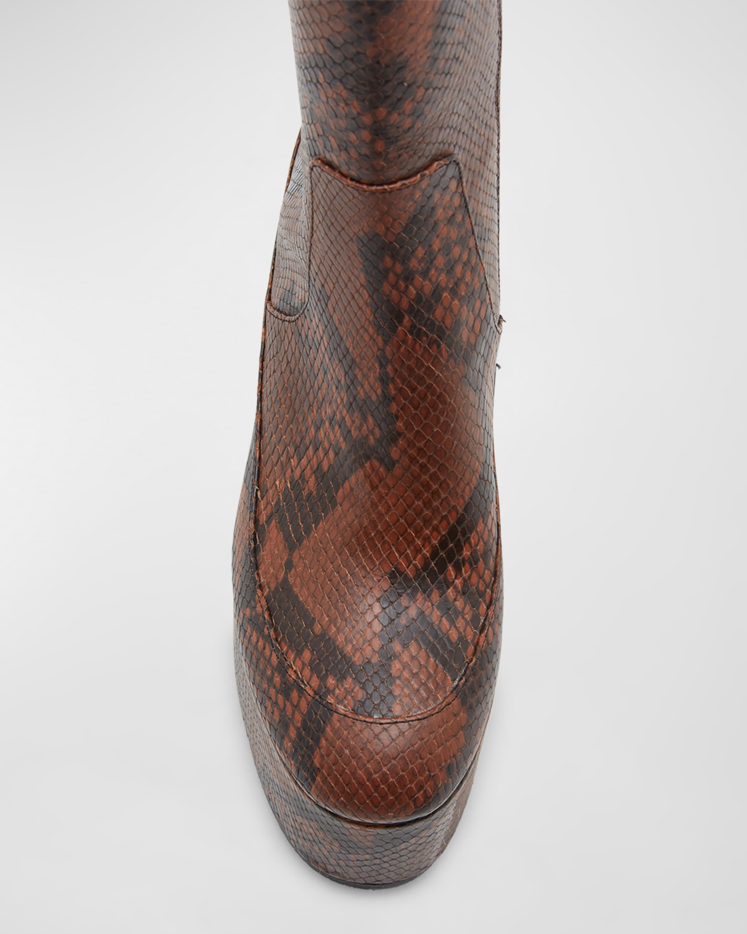 Python-Embossed Platform Ankle Booties - 4